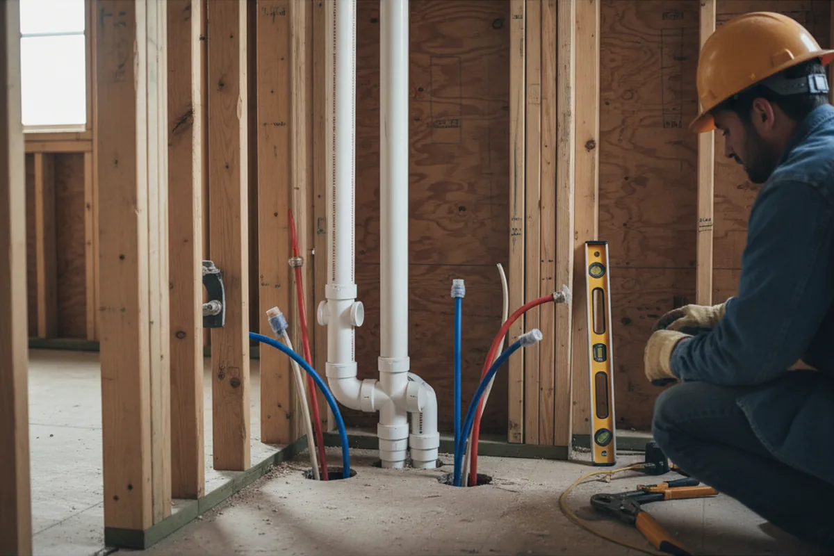 Drain and supply rough-in during Sump Pump Repair in Alpharetta